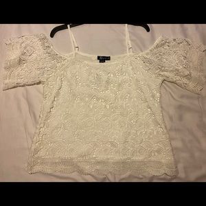 White Embroidery Cold Shoulder Blouse